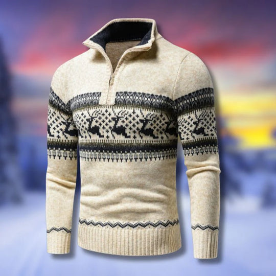 Jacquard | Half zip polo sweater